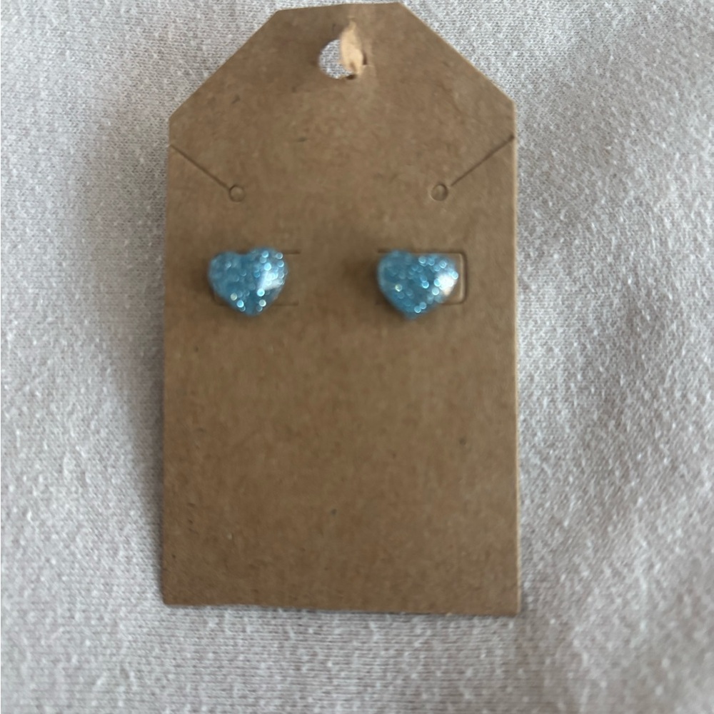 Blue Heart Stud Earrings